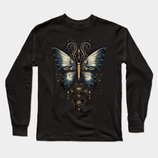 Teal and Ivory Moth Long Sleeve T-Shirt